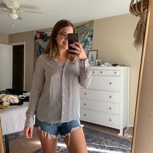 Express Black and White Button Up- never worn